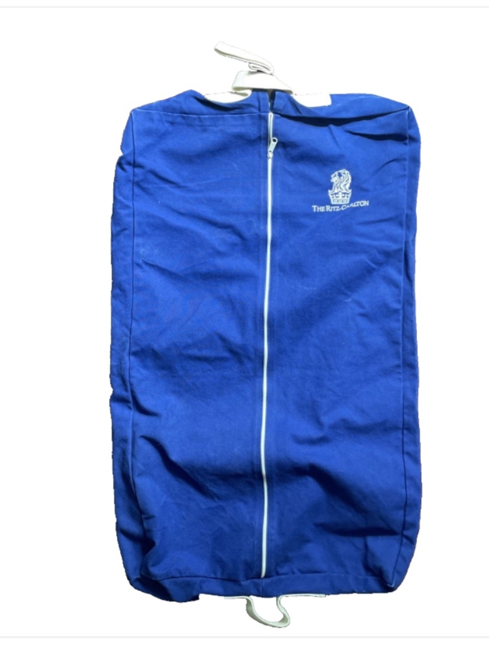 The Ritz-Carlton Vintage Blue Canvas GARMENT BAG Travel Weekend rare 80s 90s
